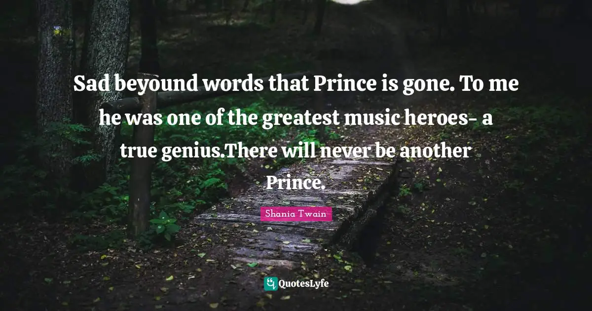 Sad beyound words that Prince is gone. To me he was one of the greatest music heroes- a true genius.There will never be another Prince.