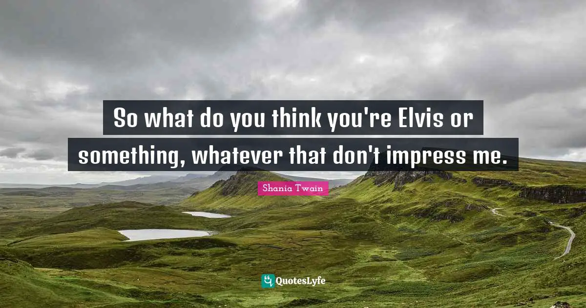So what do you think you're Elvis or something, whatever that don't impress me.