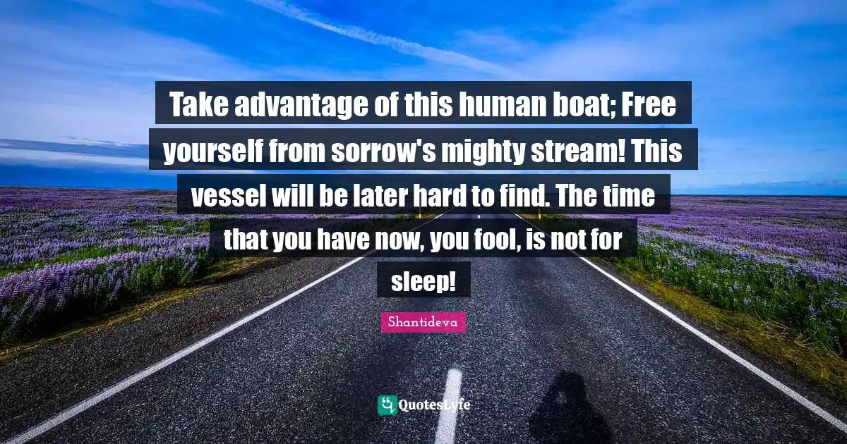 Vessel Quotes: "Take advantage of this human boat; Free yourself from sorrow's mighty stream! This vessel will be later hard to find. The time that you have now, you fool, is not for sleep!"