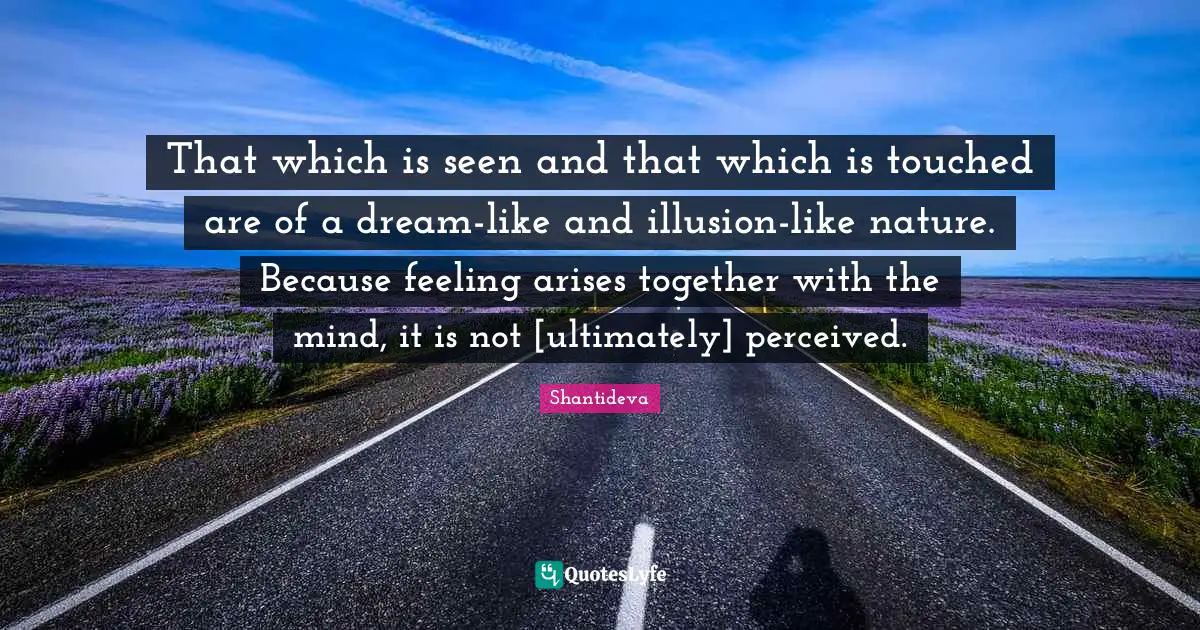 That which is seen and that which is touched are of a dream-like and illusion-like nature. Because feeling arises together with the mind, it is not [ultimately] perceived.