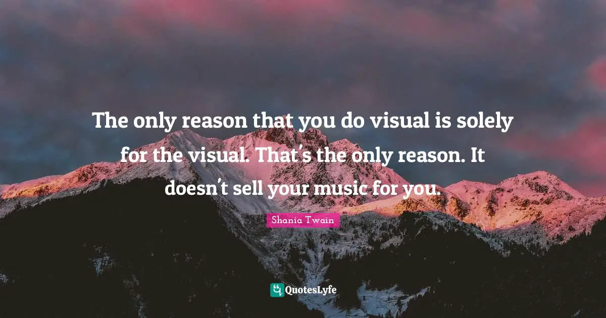 The only reason that you do visual is solely for the visual. That's the only reason. It doesn't sell your music for you.