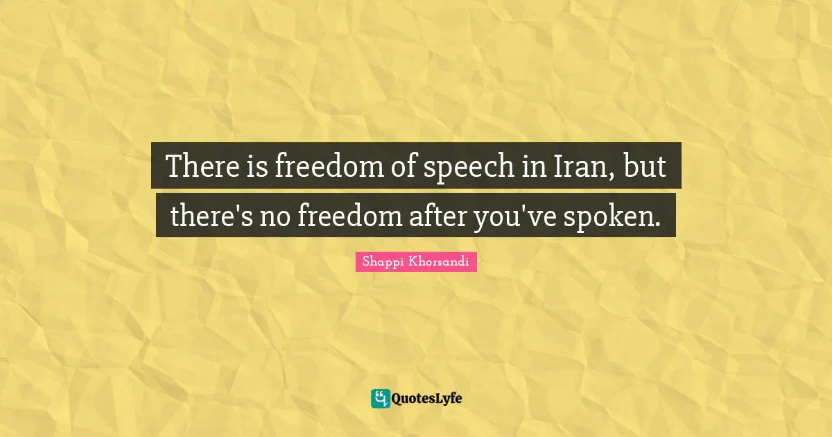 There is freedom of speech in Iran, but there's no freedom after you've spoken.