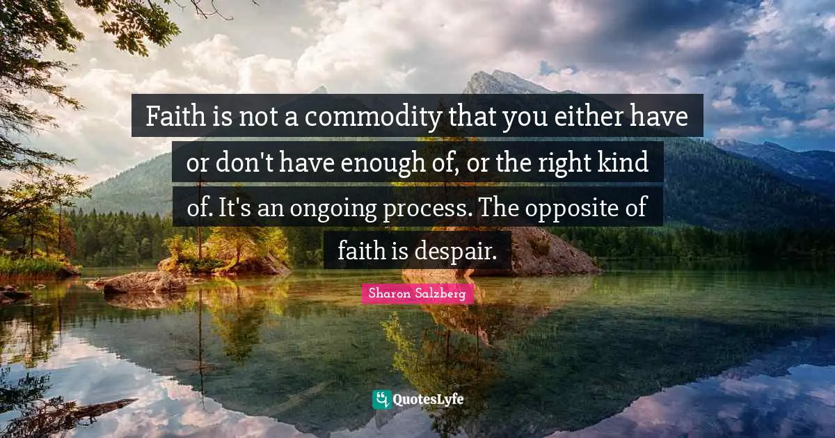 Faith is not a commodity that you either have or don't have enough of, or the right kind of. It's an ongoing process. The opposite of faith is despair.