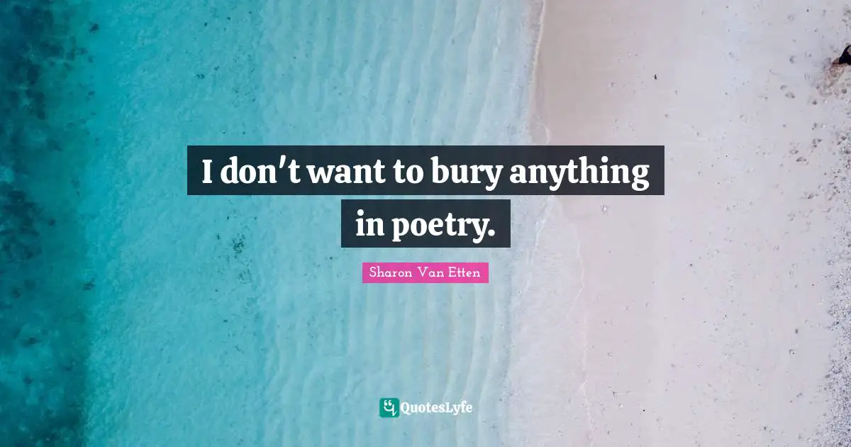 I don't want to bury anything in poetry.