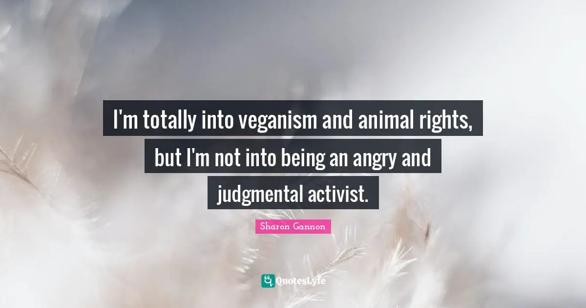 I'm totally into veganism and animal rights, but I'm not into being an angry and judgmental activist.