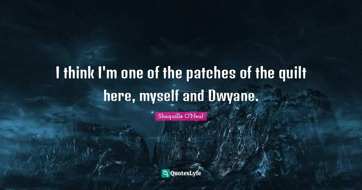 I think I'm one of the patches of the quilt here, myself and Dwyane.