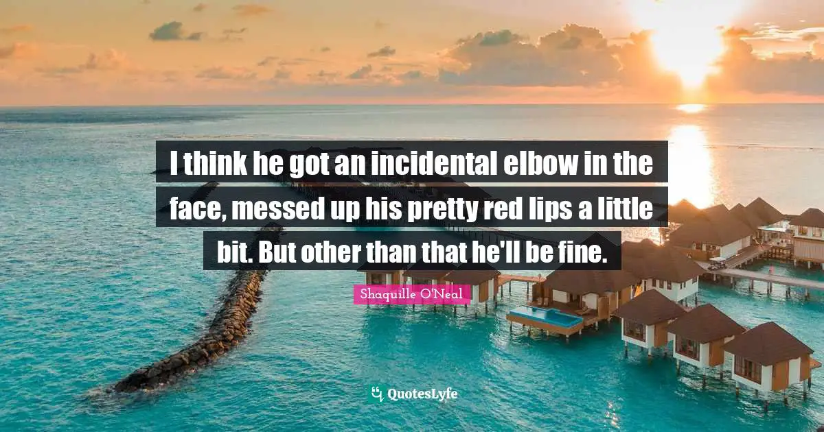 I think he got an incidental elbow in the face, messed up his pretty red lips a little bit. But other than that he'll be fine.
