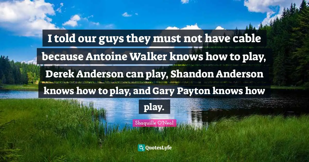 I told our guys they must not have cable because Antoine Walker knows how to play, Derek Anderson can play, Shandon Anderson knows how to play, and Gary Payton knows how play.