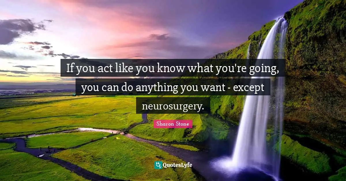 If you act like you know what you're going, you can do anything you want - except neurosurgery.