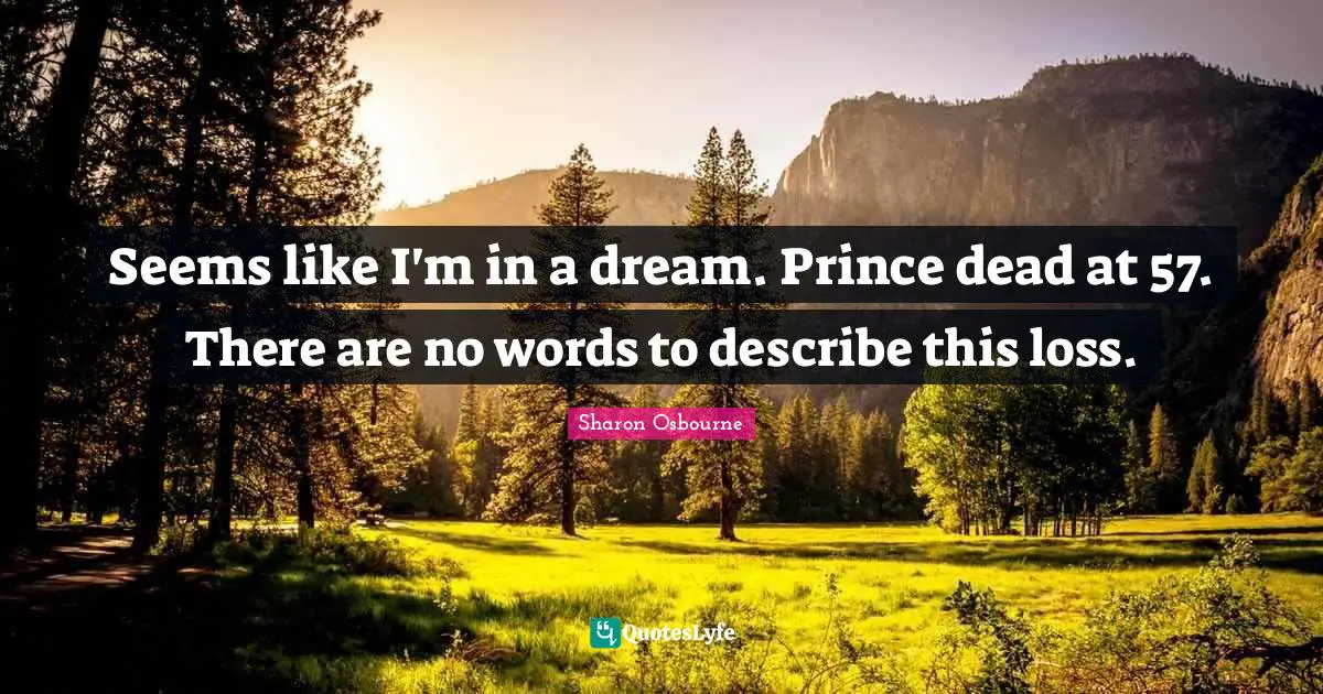 Seems like I'm in a dream. Prince dead at 57. There are no words to describe this loss.