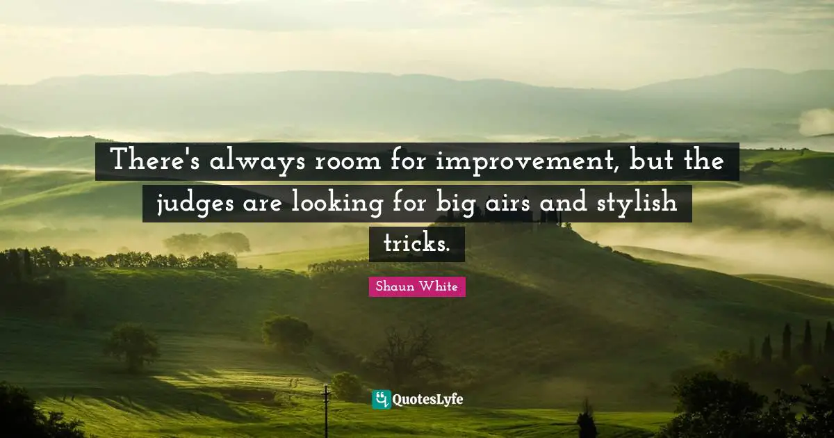 Room For Improvement Quotes: "There's always room for improvement, but the judges are looking for big airs and stylish tricks."