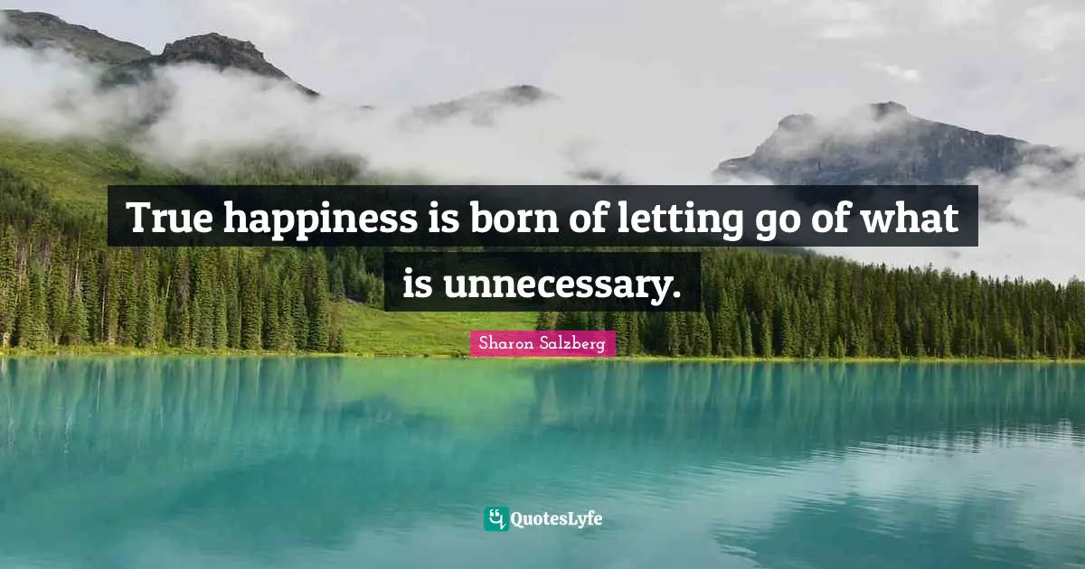 True happiness is born of letting go of what is unnecessary.