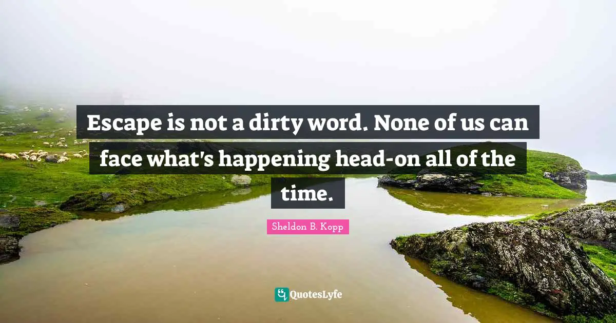 Sheldon B. Kopp Quotes: "Escape is not a dirty word. None of us can face what's happening head-on all of the time."
