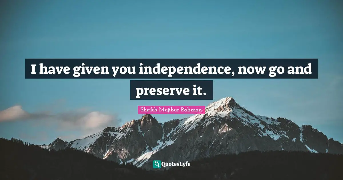 Independence Quotes: "I have given you independence, now go and preserve it."