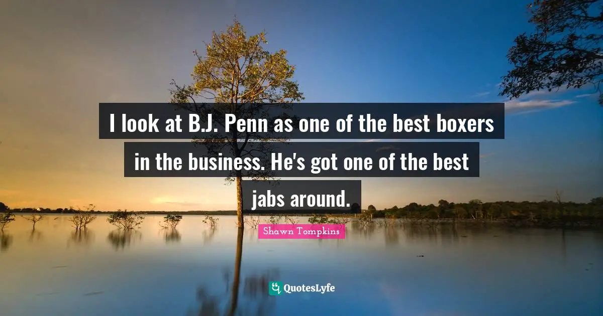I look at B.J. Penn as one of the best boxers in the business. He's got one of the best jabs around.