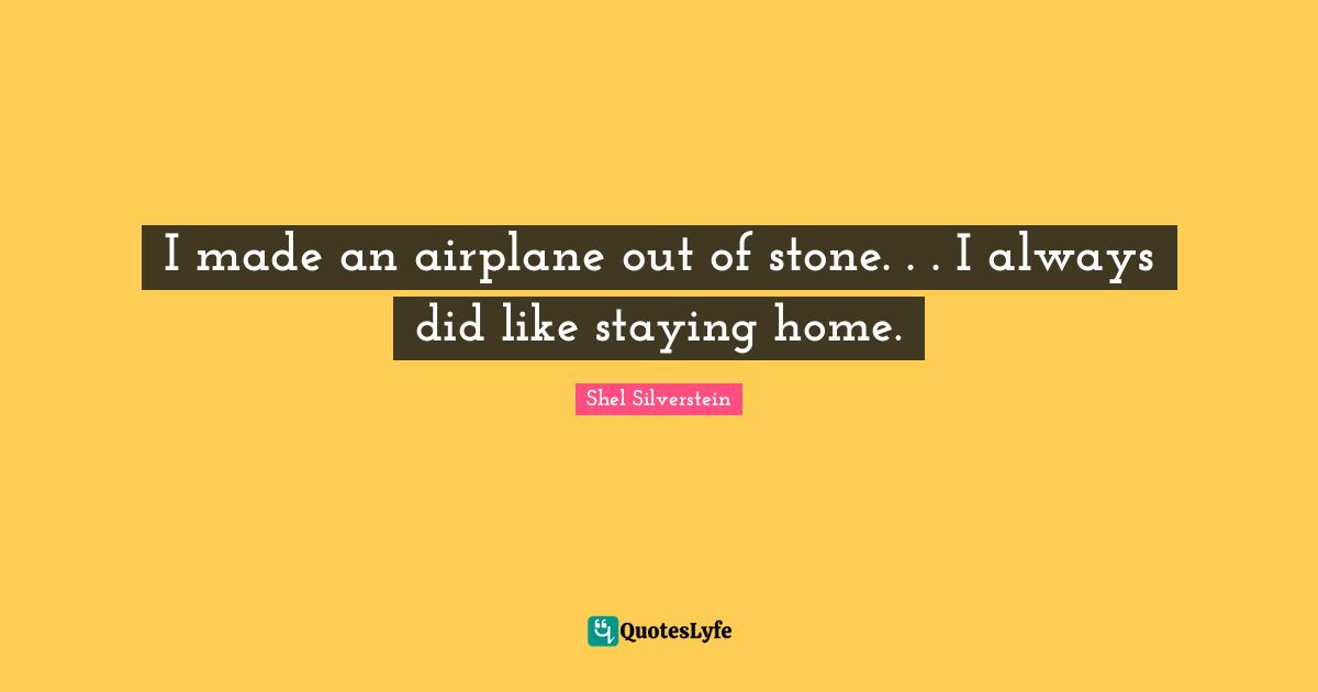 I made an airplane out of stone. . . I always did like staying home.
