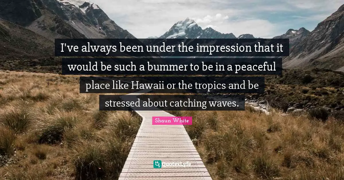I've always been under the impression that it would be such a bummer to be in a peaceful place like Hawaii or the tropics and be stressed about catching waves.
