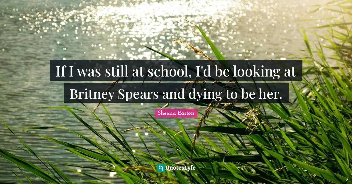 If I was still at school, I'd be looking at Britney Spears and dying to be her.
