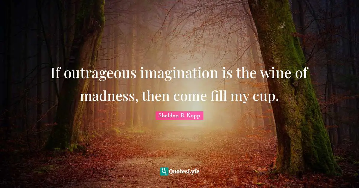 Sheldon B. Kopp Quotes: "If outrageous imagination is the wine of madness, then come fill my cup."