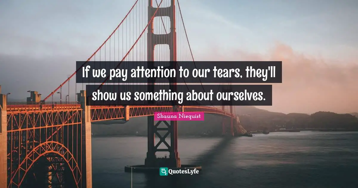 Shauna Niequist Quotes: "If we pay attention to our tears, they'll show us something about ourselves."