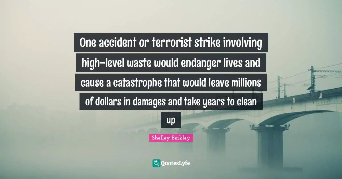 One accident or terrorist strike involving high-level waste would endanger lives and cause a catastrophe that would leave millions of dollars in damages and take years to clean up
