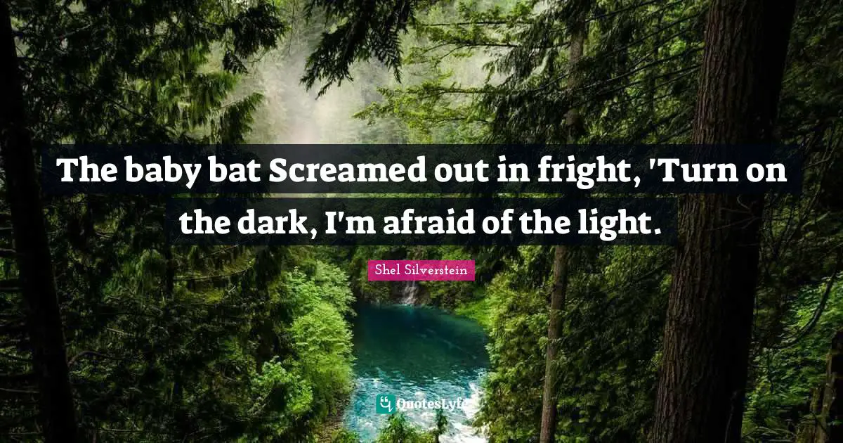 The baby bat Screamed out in fright, 'Turn on the dark, I'm afraid of the light.