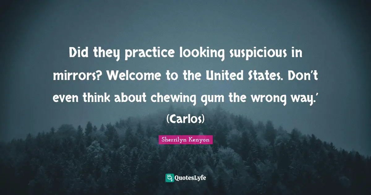 Did they practice looking suspicious in mirrors? Welcome to the United States. Don’t even think about chewing gum the wrong way.’ (Carlos)