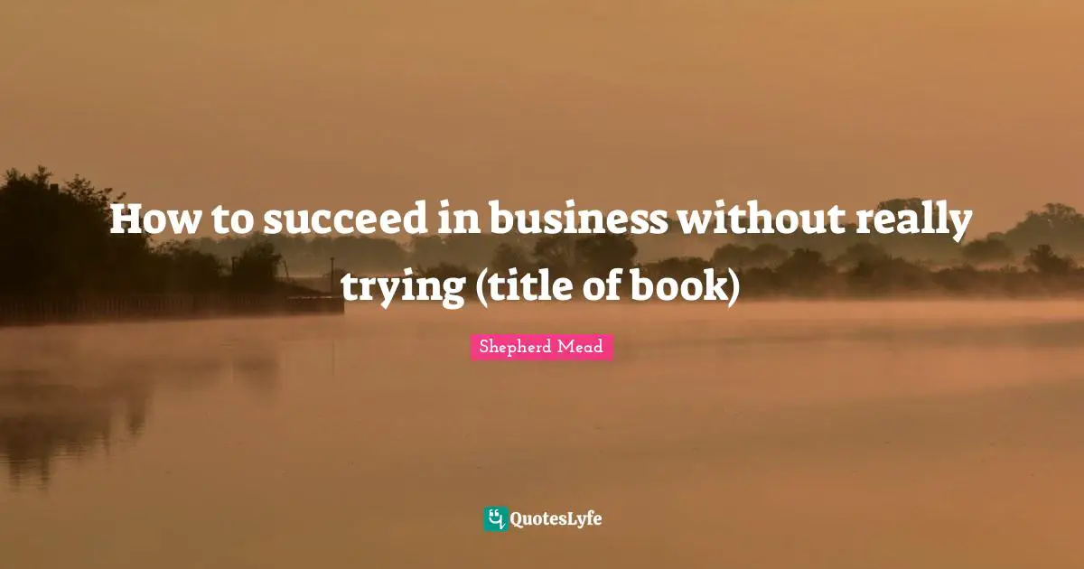 How to succeed in business without really trying (title of book)