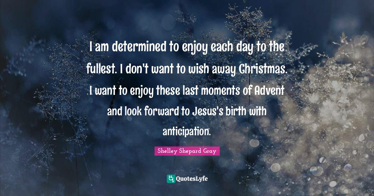 I am determined to enjoy each day to the fullest. I don't want to wish away Christmas. I want to enjoy these last moments of Advent and look forward to Jesus's birth with anticipation.