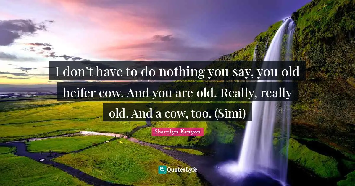 I don’t have to do nothing you say, you old heifer cow. And you are old. Really, really old. And a cow, too. (Simi)