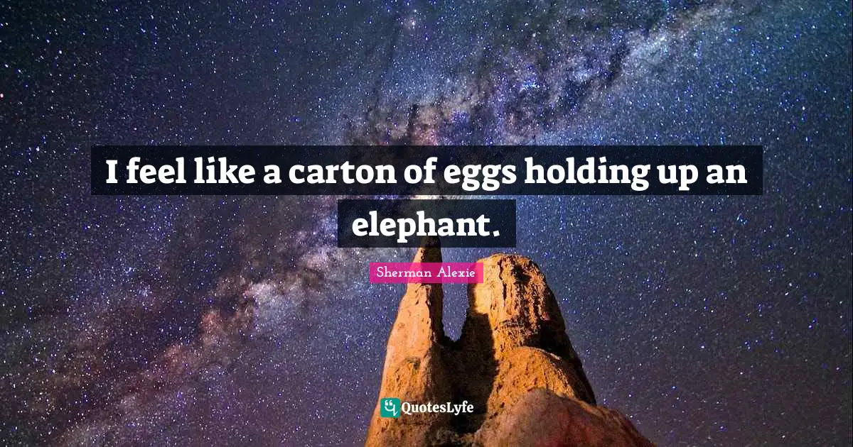 I feel like a carton of eggs holding up an elephant.