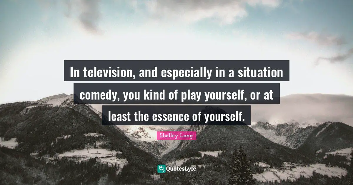 In television, and especially in a situation comedy, you kind of play yourself, or at least the essence of yourself.