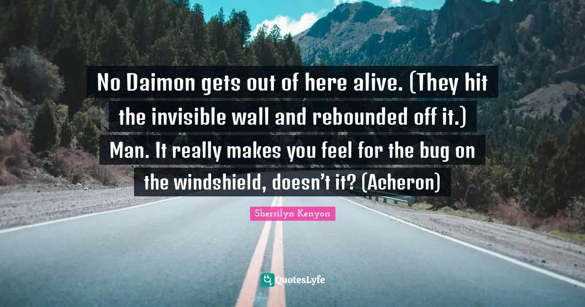 No Daimon gets out of here alive. (They hit the invisible wall and rebounded off it.) Man. It really makes you feel for the bug on the windshield, doesn’t it? (Acheron)