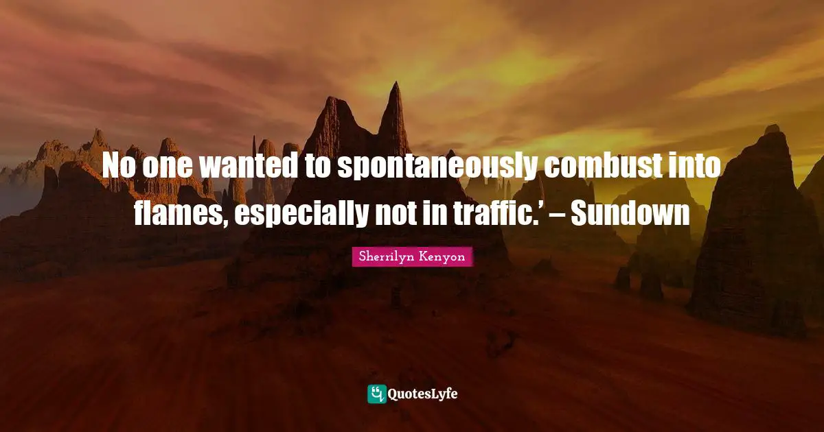 No one wanted to spontaneously combust into flames, especially not in traffic.’ – Sundown