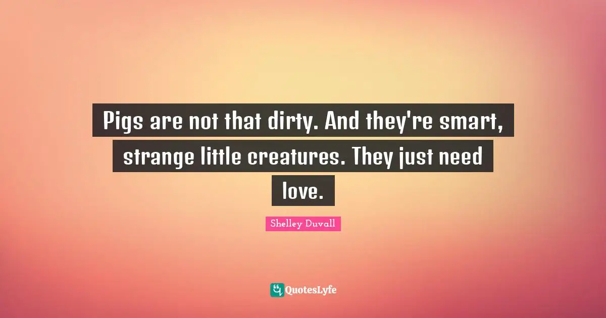 Pigs are not that dirty. And they're smart, strange little creatures. They just need love.
