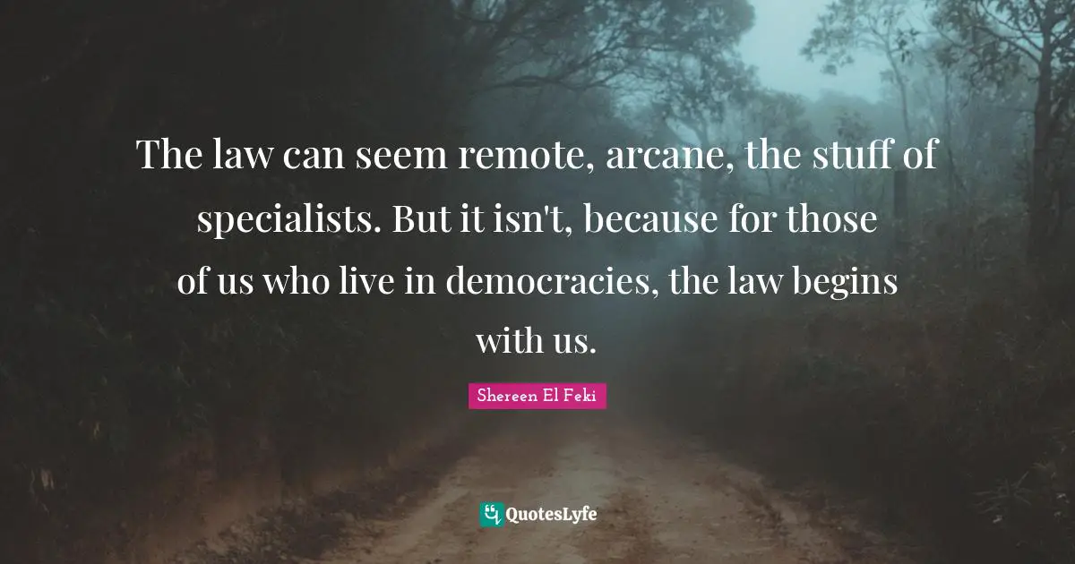 The law can seem remote, arcane, the stuff of specialists. But it isn't, because for those of us who live in democracies, the law begins with us.