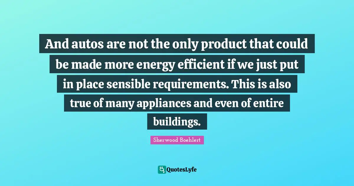 Efficient Quotes: "And autos are not the only product that could be made more energy efficient if we just put in place sensible requirements. This is also true of many appliances and even of entire buildings."