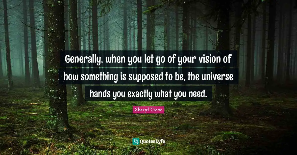 Generally, when you let go of your vision of how something is supposed to be, the universe hands you exactly what you need.