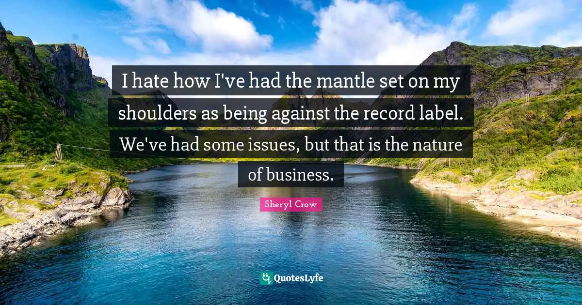 I hate how I've had the mantle set on my shoulders as being against the record label. We've had some issues, but that is the nature of business.
