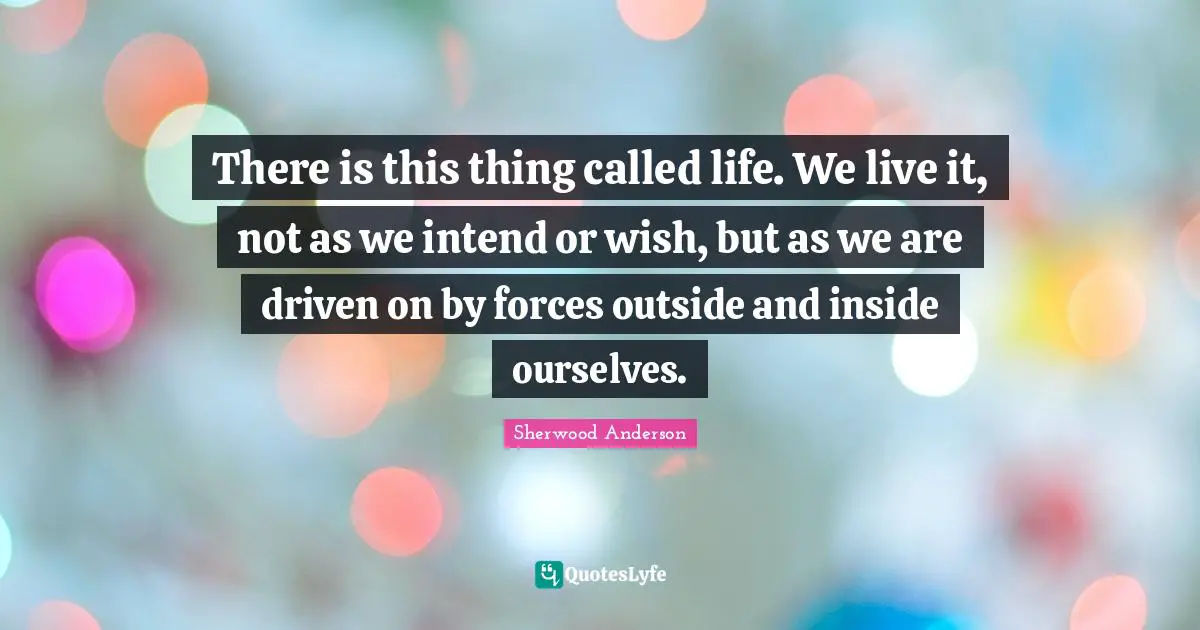 There is this thing called life. We live it, not as we intend or wish, but as we are driven on by forces outside and inside ourselves.