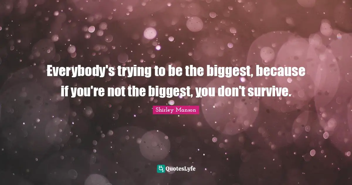Everybody's trying to be the biggest, because if you're not the biggest, you don't survive.