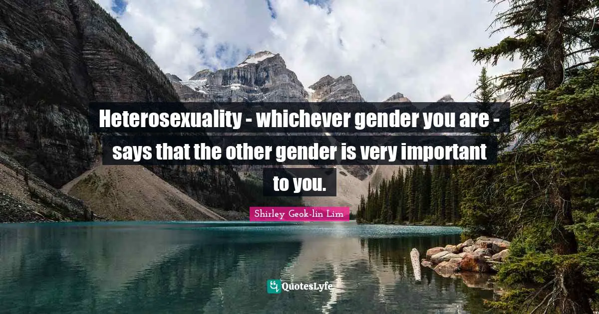 Heterosexuality - whichever gender you are - says that the other gender is very important to you.