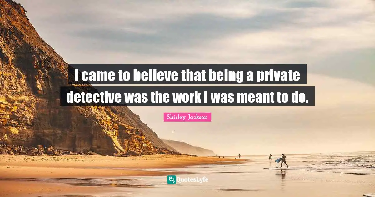 I came to believe that being a private detective was the work I was meant to do.