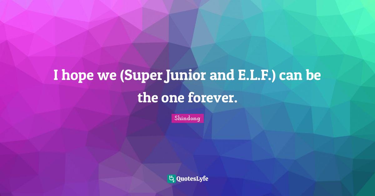 I hope we (Super Junior and E.L.F.) can be the one forever.