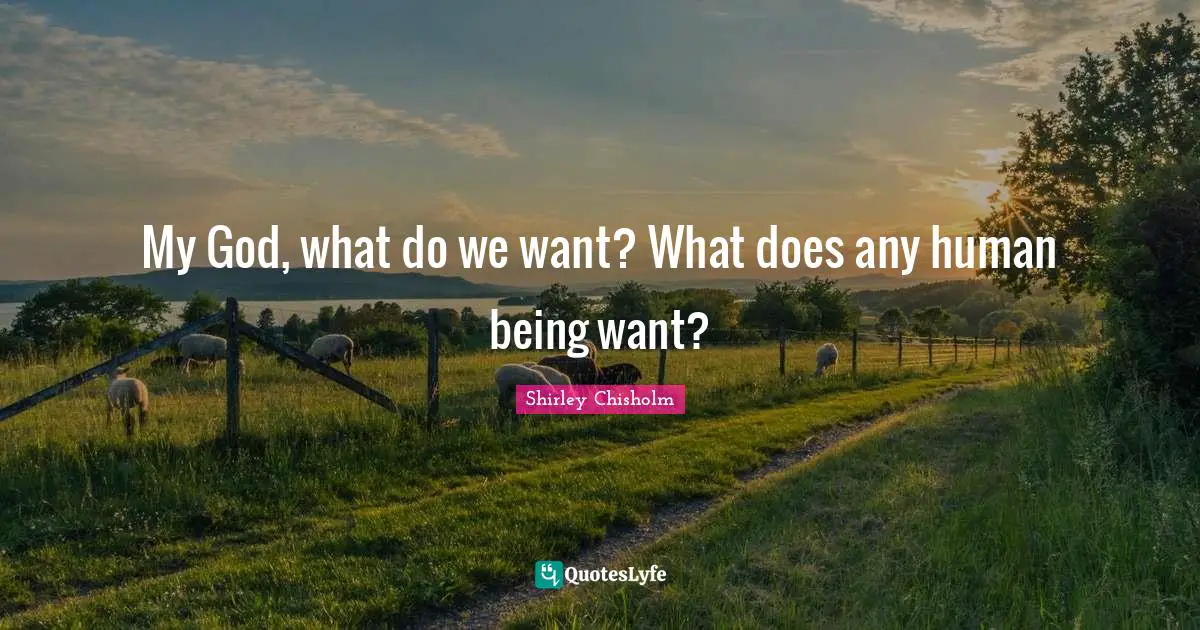 Shirley Chisholm Quotes: "My God, what do we want? What does any human being want?"