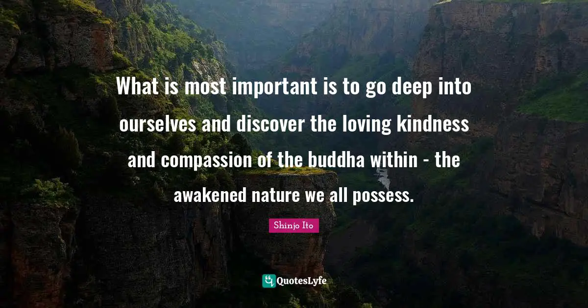 What is most important is to go deep into ourselves and discover the loving kindness and compassion of the buddha within - the awakened nature we all possess.