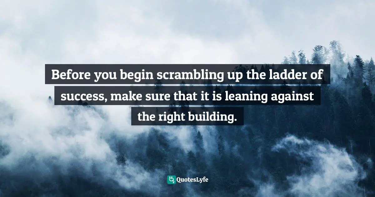 Before you begin scrambling up the ladder of success, make sure that it is leaning against the right building.