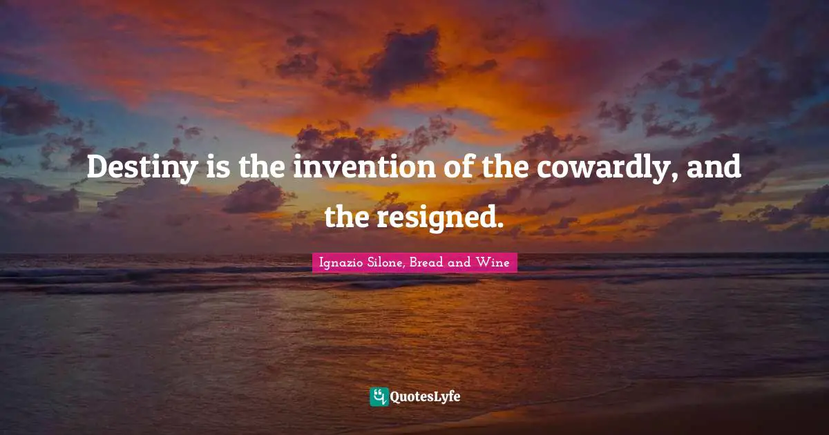 Destiny is the invention of the cowardly, and the resigned.