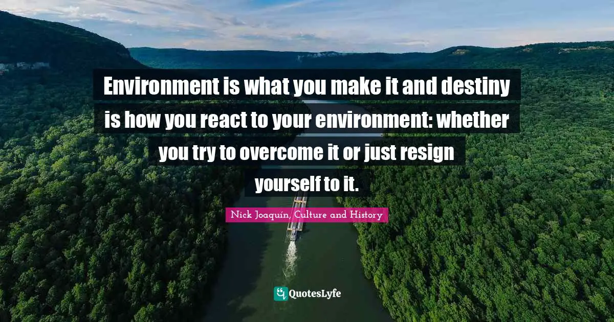 Environment is what you make it and destiny is how you react to your environment: whether you try to overcome it or just resign yourself to it.