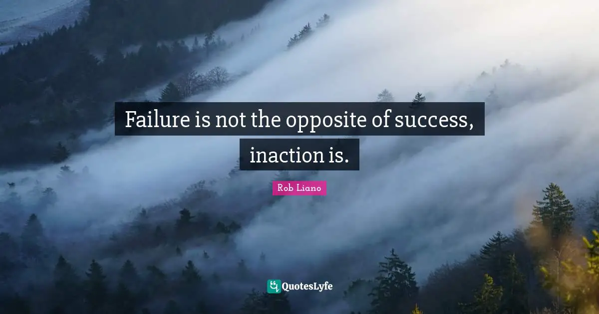 Encouragement And Attitude Quotes: "Failure is not the opposite of success, inaction is."